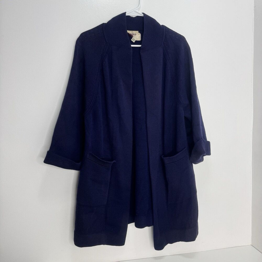 Vintage Dorce Leroy Knitwear 100% Wool Open Cardigan Sweater Heavy Pockets